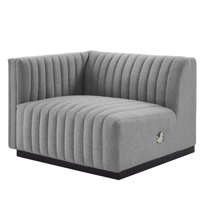 Modway Furniture Conjure Channel Tufted Upholstered Fabric Sofa by Modway - EEI-5787-BLK-LGR