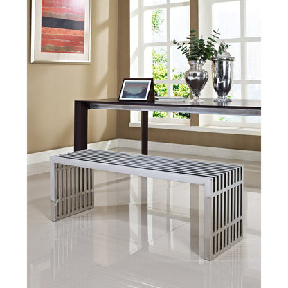 Modway Furniture Gridiron Medium Stainless Steel Bench - EEI-625-SLV