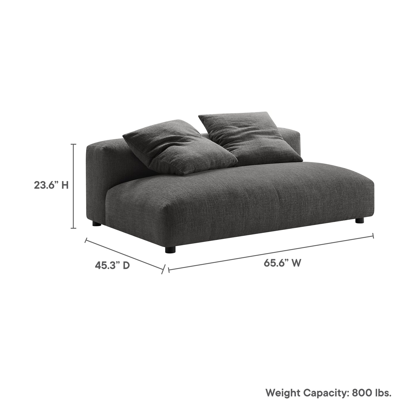 Modway Furniture Solace Modular Upholstered Armless Loveseat – Flexible Comfort for Modern Living Spaces, 800 lbs Capacity - EEI-6891-SAL