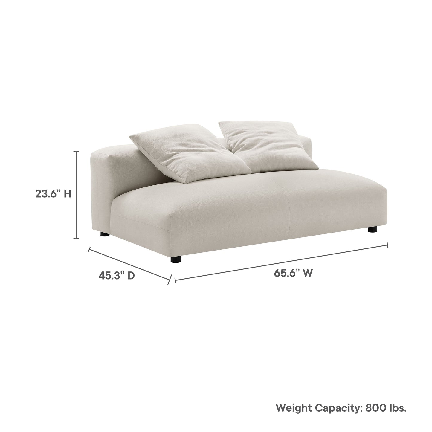 Modway Furniture Solace Modular Upholstered Armless Loveseat – Flexible Comfort for Modern Living Spaces, 800 lbs Capacity - EEI-6891-SAL