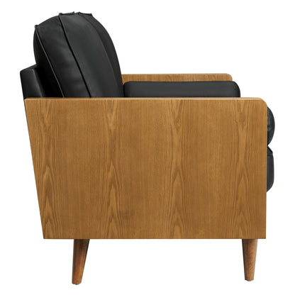 Modway Furniture Vegan Leather Loveseat - Chic Mid-Century Modern Design for Stylish Small Spaces & Comfort - EEI-6943-WAL-TAN