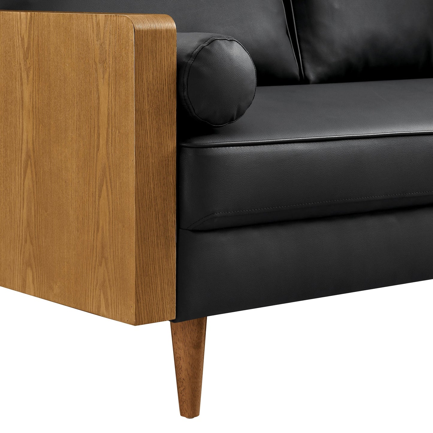 Modway Furniture Vegan Leather Loveseat - Chic Mid-Century Modern Design for Stylish Small Spaces & Comfort - EEI-6943-WAL-TAN