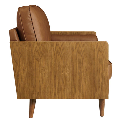Modway Furniture Vegan Leather Loveseat - Chic Mid-Century Modern Design for Stylish Small Spaces & Comfort - EEI-6943-WAL-TAN