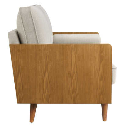 Modway Furniture Kellan Upholstered Loveseat with Wood Grain Armrests – Stylish Comfort for Modern Living Spaces - EEI-6962-WAL-HLB