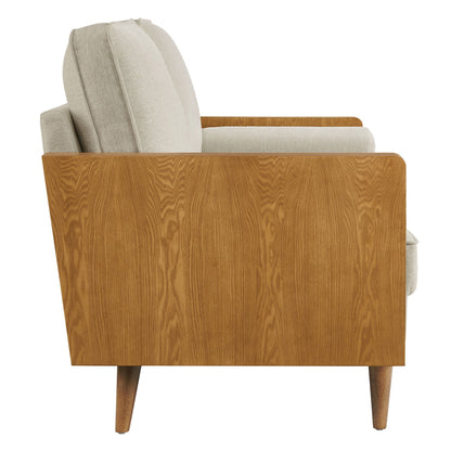 Modway Furniture Kellan Upholstered Loveseat with Wood Grain Armrests – Stylish Comfort for Modern Living Spaces - EEI-6962-WAL-HLB