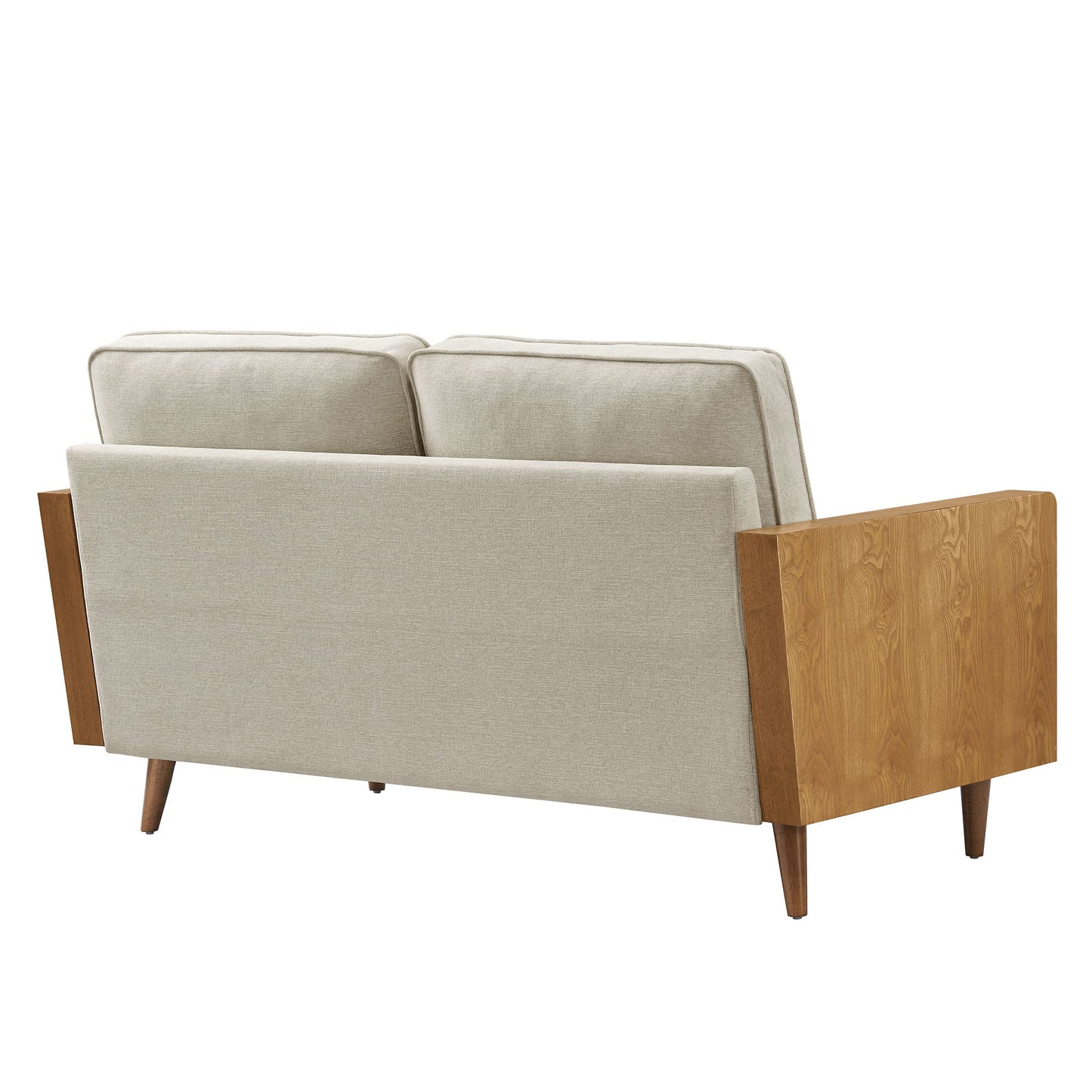 Modway Furniture Kellan Upholstered Loveseat with Wood Grain Armrests – Stylish Comfort for Modern Living Spaces - EEI-6962-WAL-HLB