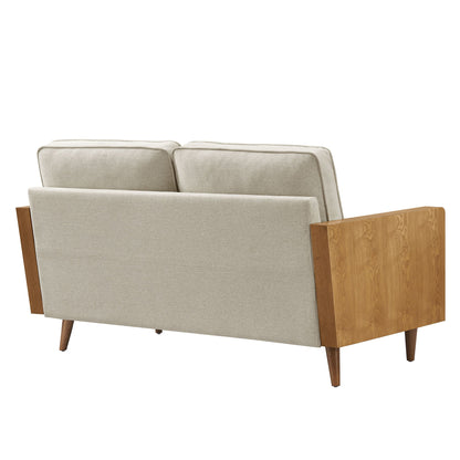 Modway Furniture Kellan Upholstered Loveseat with Wood Grain Armrests – Stylish Comfort for Modern Living Spaces - EEI-6962-WAL-HLB