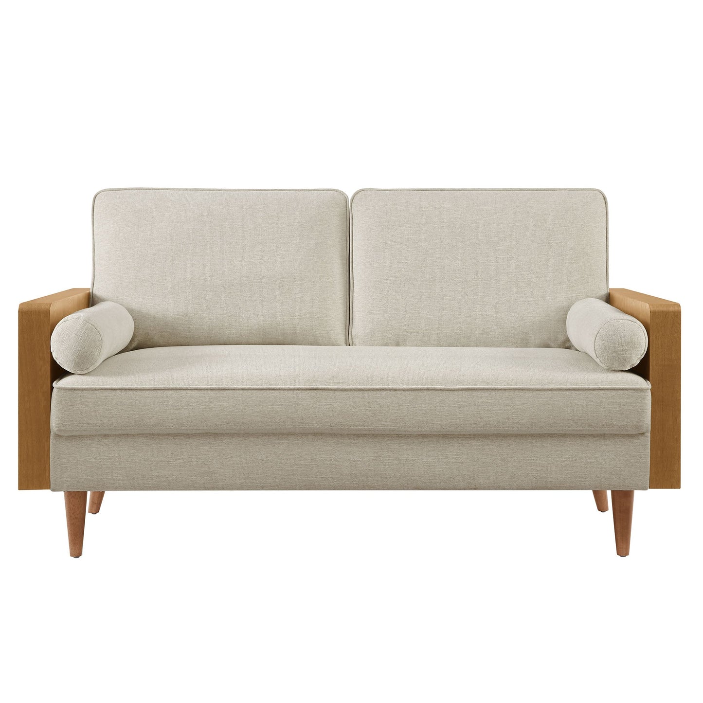 Modway Furniture Kellan Upholstered Loveseat with Wood Grain Armrests – Stylish Comfort for Modern Living Spaces - EEI-6962-WAL-HLB