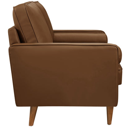 Modway Furniture Valour Tufted Vegan Leather Loveseat - Modern Comfort, Chic Design, Perfect for Any Living Space - EEI-6972-BRN