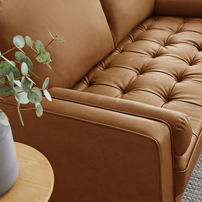 Modway Furniture Valour Tufted Vegan Leather Loveseat - Modern Comfort, Chic Design, Perfect for Any Living Space - EEI-6972-BRN