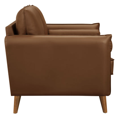 Modway Furniture Revive Modern Vegan Leather Loveseat with Plush Pillows for Chic Living Room Comfort and Style - EEI-6974-BRN