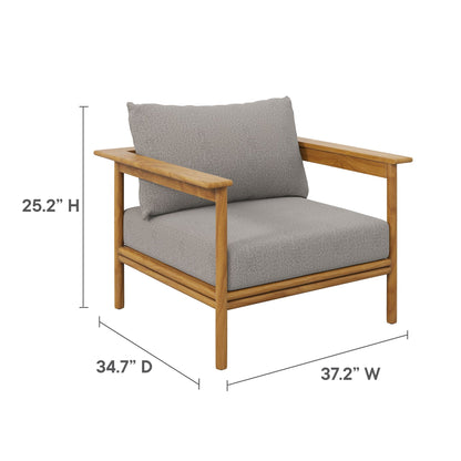 Modway Furniture Wren 4-Piece Outdoor Patio Teak Wood Furniture Set - EEI-7065-NAT-SAI
