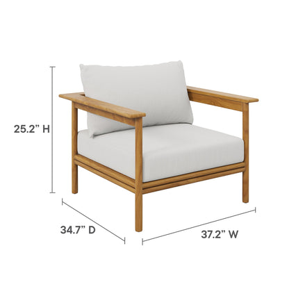 Modway Furniture Wren 4-Piece Outdoor Patio Teak Wood Furniture Set - EEI-7065-NAT-SAI
