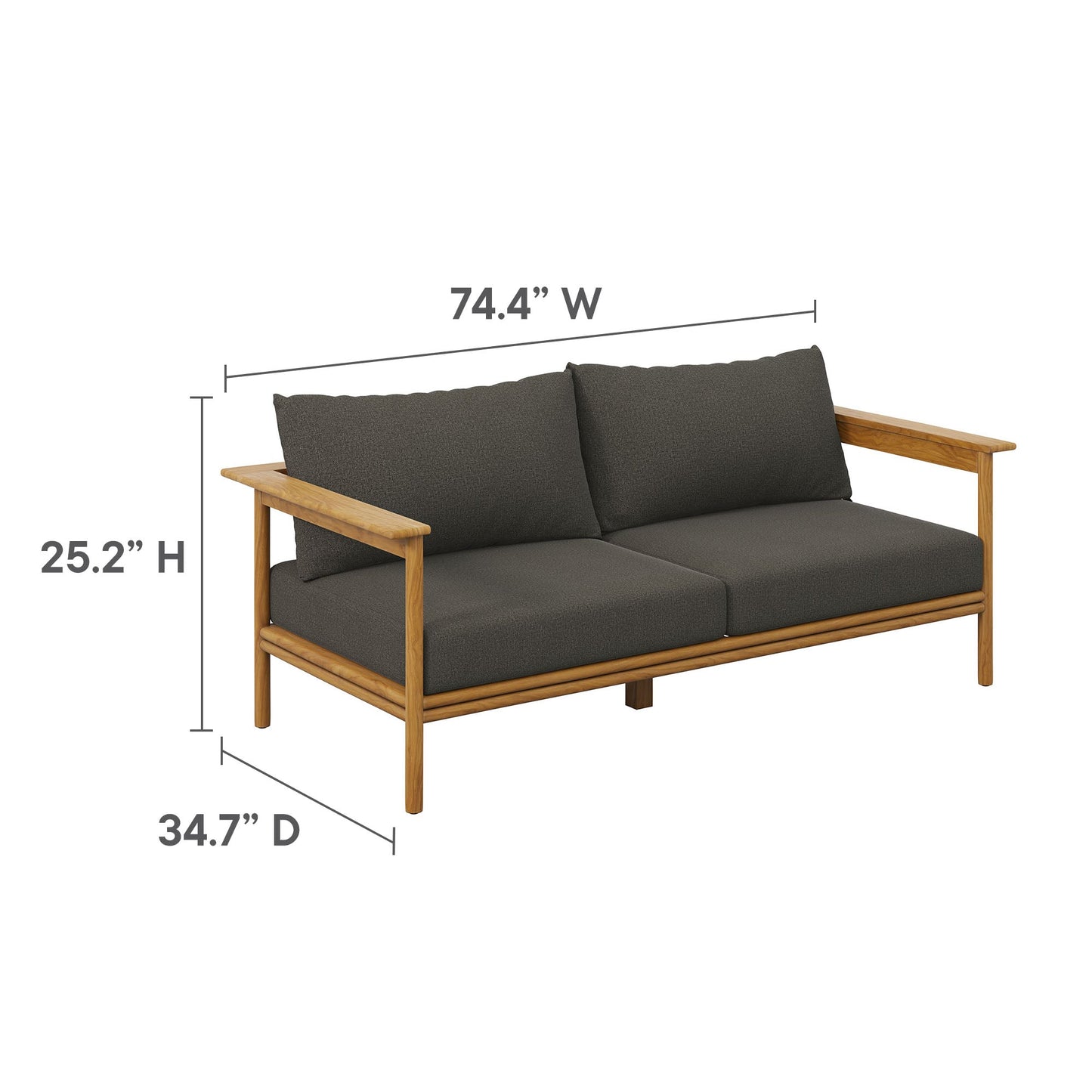 Modway Furniture Wren 4-Piece Outdoor Patio Teak Wood Furniture Set - EEI-7065-NAT-SAI