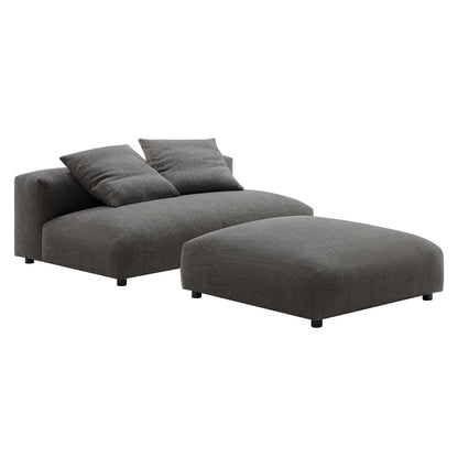 Modway Furniture Solace Modular Upholstered Armless Loveseat and Ottoman Set for Modern Comfort and Style - EEI-7031-SAL