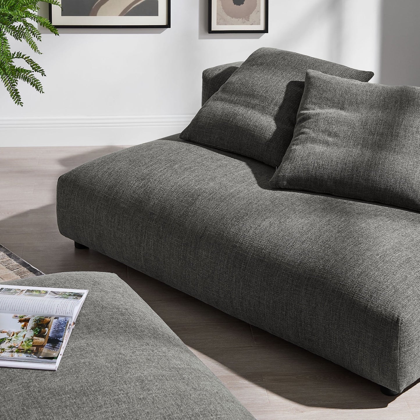 Modway Furniture Solace Modular Upholstered Armless Loveseat and Ottoman Set for Modern Comfort and Style - EEI-7031-SAL