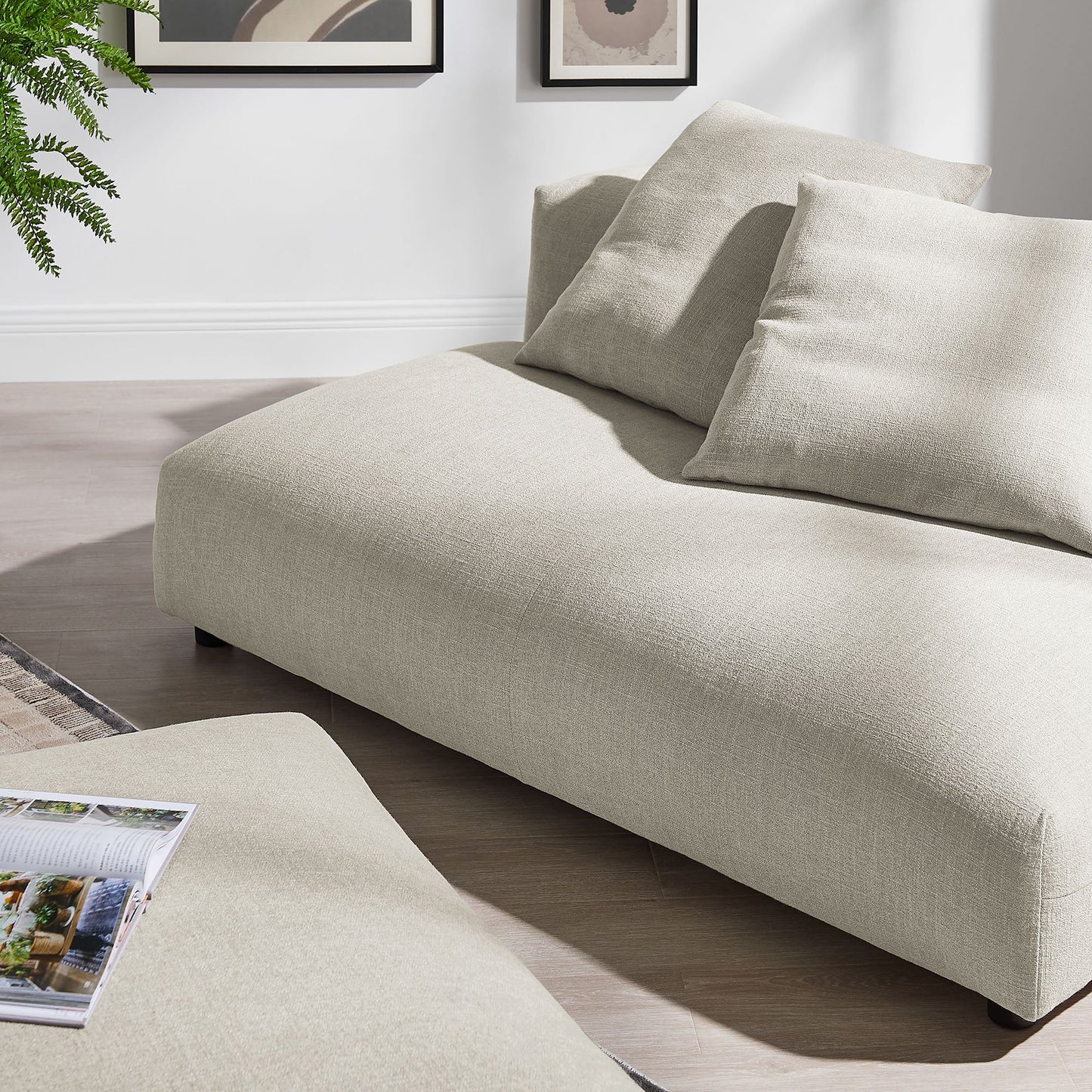 Modway Furniture Solace Modular Upholstered Armless Loveseat and Ottoman Set for Modern Comfort and Style - EEI-7031-SAL