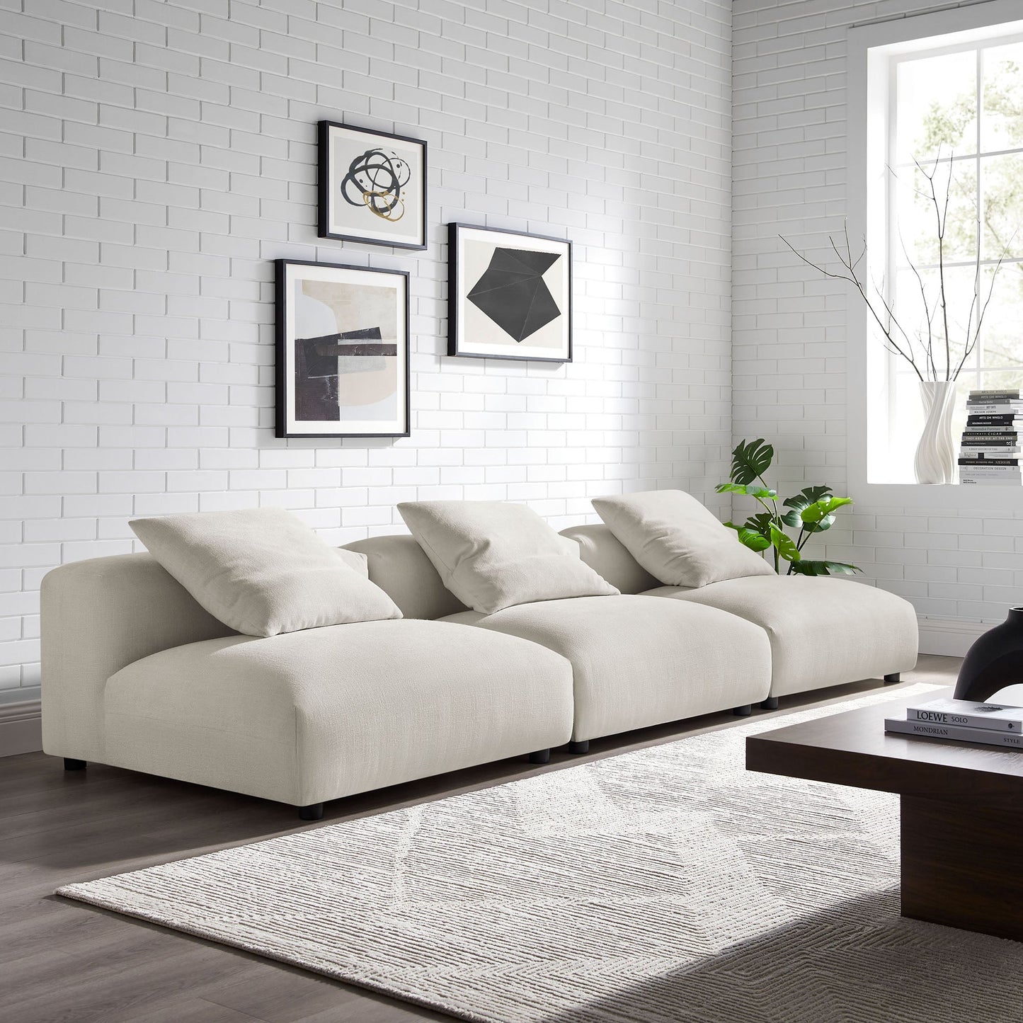 Modway Furniture Solace 3-Piece Modular Upholstered Fabric Sofa - EEI-7035-CHA