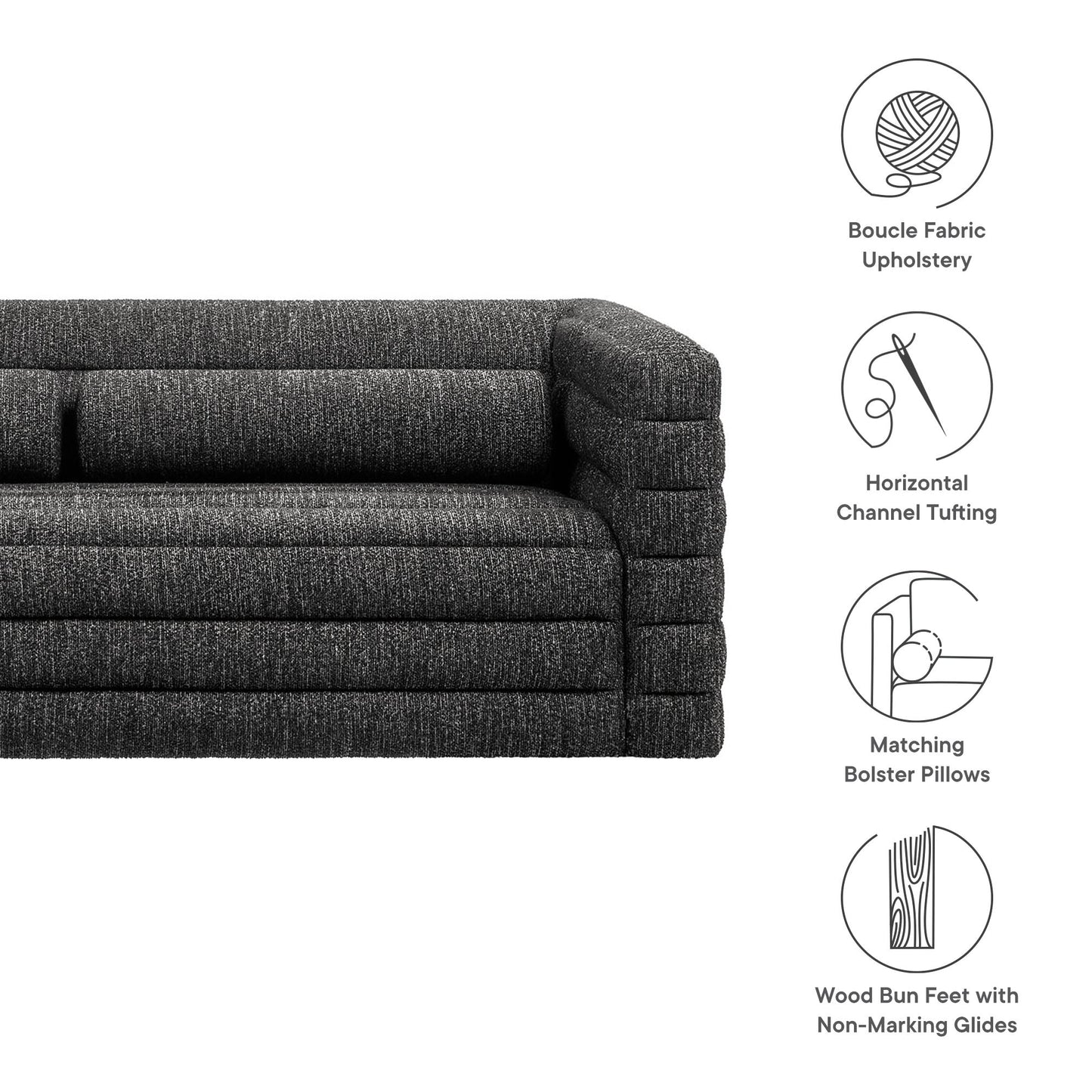Modway furniture Relle Channel Tufted Boucle Upholstered Sofa - EEI-7136-CHA