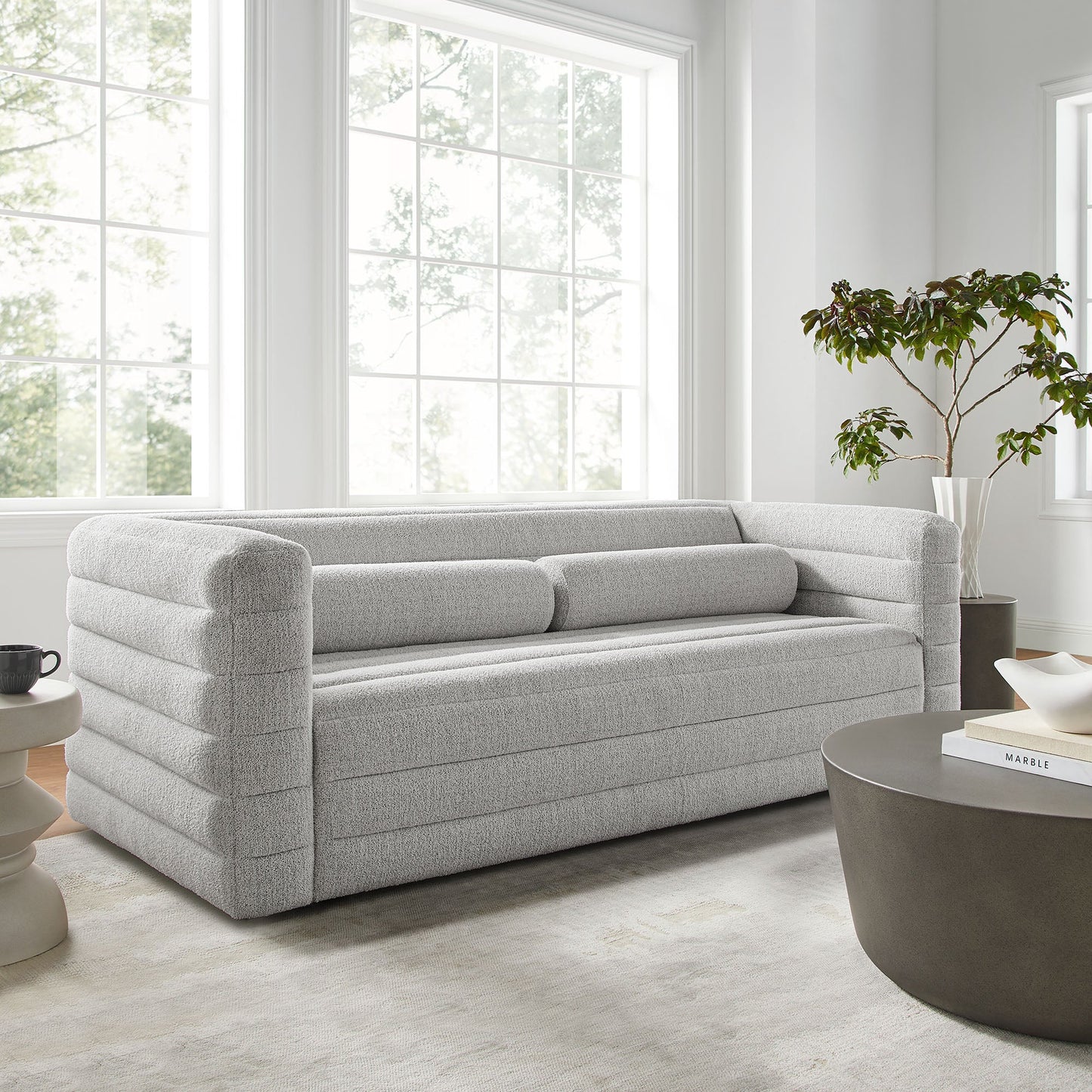 Modway furniture Relle Channel Tufted Boucle Upholstered Sofa - EEI-7136-CHA