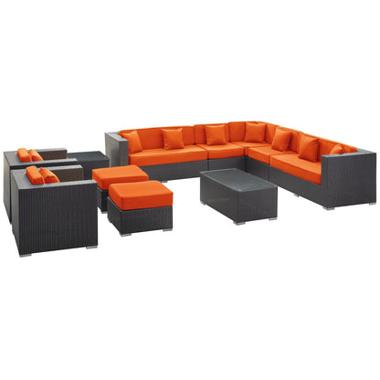 Modway Furniture Cohesion 11 Piece Outdoor Patio Sectional Set by Modway - EEI-723-EXP-ORA-SET