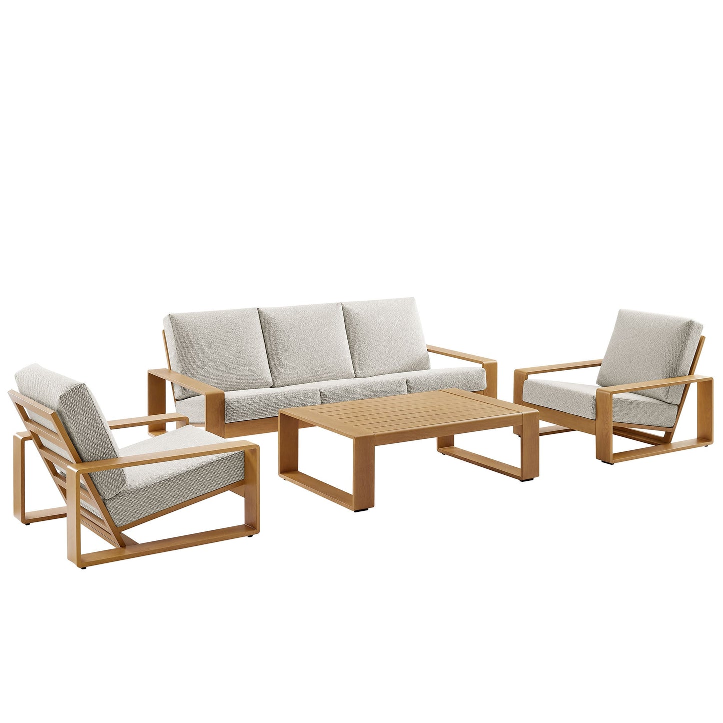 Modway Furniture Lirienne 4-Piece Outdoor Patio Aluminum Faux Wood Furniture Set – EEI-7309