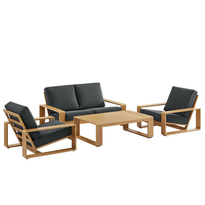 Modway Furniture Lirienne 4-Piece Outdoor Patio Aluminum Faux Wood Furniture Set – EEI-7322