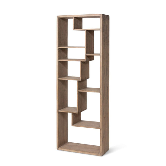 Park Hill Collections Coastal Cottage Geometric Wooden Etagere Bookshelf -  EFC20131