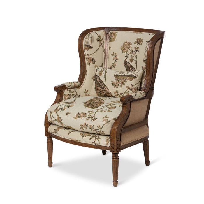 Lovecup Chinoiserie Inspired Pattern Wood Framed Wing Chair L027 - 40012938510434