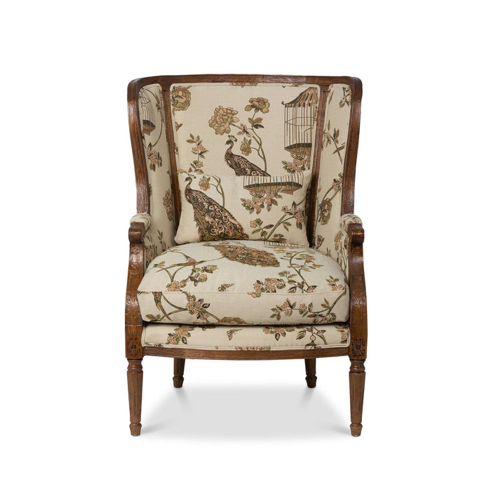 Lovecup Chinoiserie Inspired Pattern Wood Framed Wing Chair L027 - 40012938510434