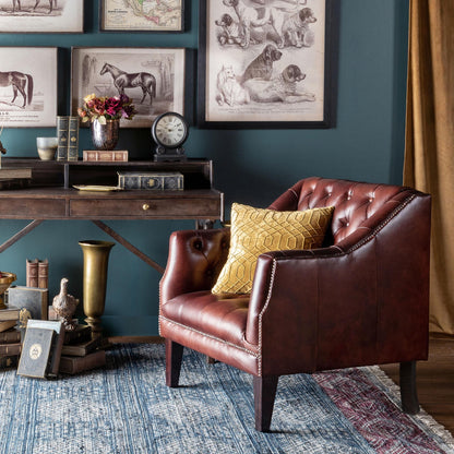 Park Hill Collection Mahogany Leather Library Chair, Cordovan - (EFS36068)