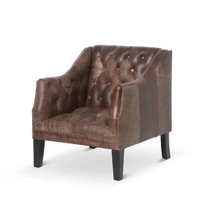 Park Hill Collection Brent Tufted Leather Club Chair in Vintage Umber - (EFS36166)
