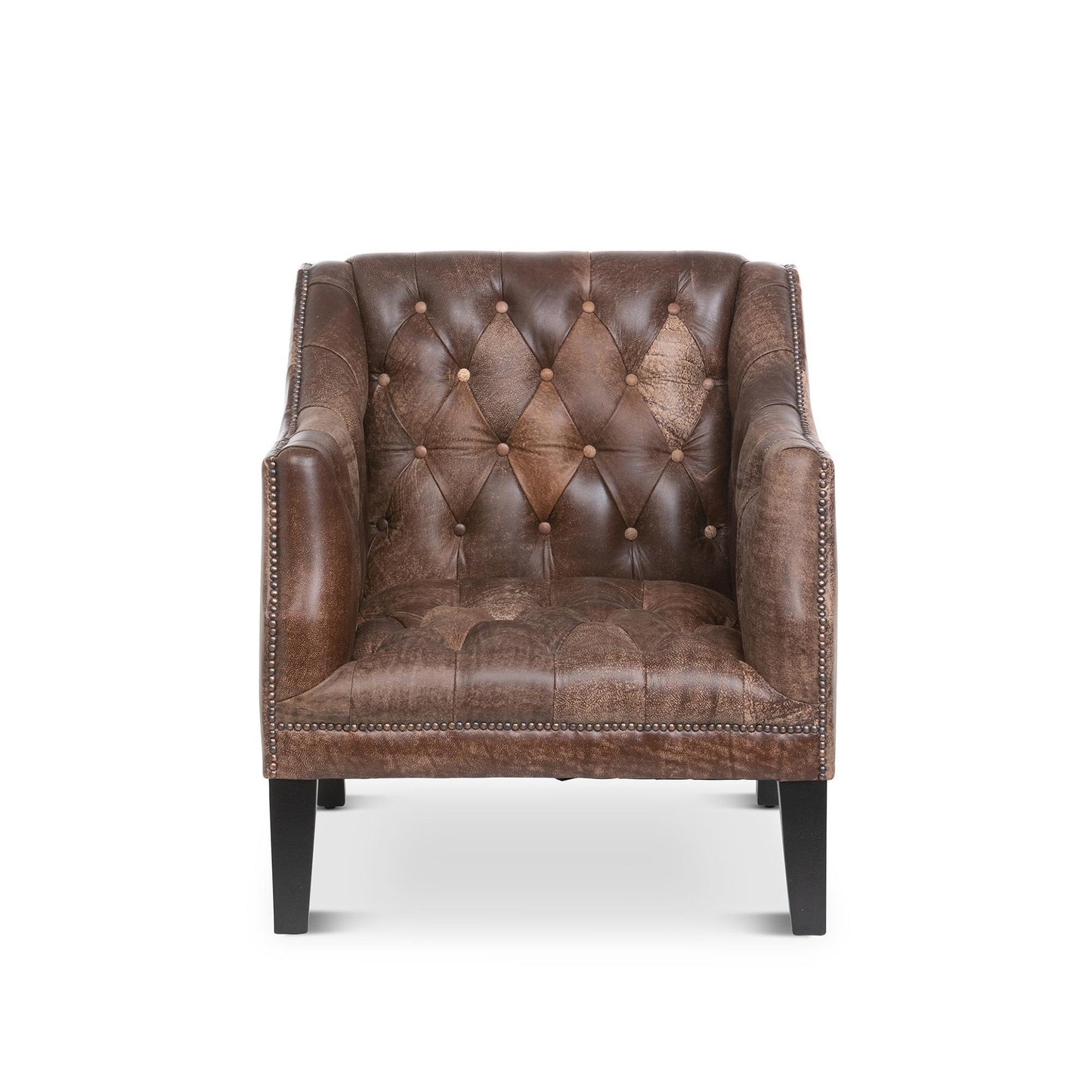 Park Hill Collection Brent Tufted Leather Club Chair in Vintage Umber - (EFS36166)