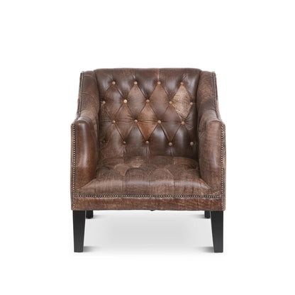 Park Hill Collection Brent Tufted Leather Club Chair in Vintage Umber - (EFS36166)