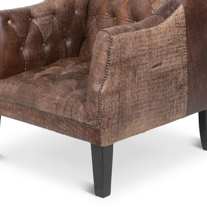 Park Hill Collection Brent Tufted Leather Club Chair in Vintage Umber - (EFS36166)