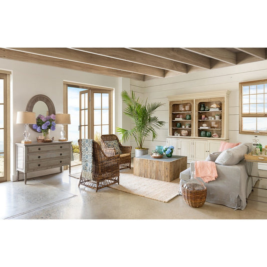 Park Hill Collection Coastal Cottage Aged Zinc Top Platform Coffee Table - EFT06097