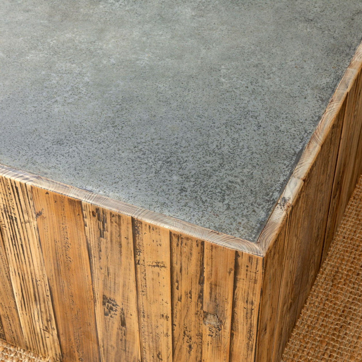 Park Hill Collection Coastal Cottage Aged Zinc Top Platform Coffee Table - EFT06097