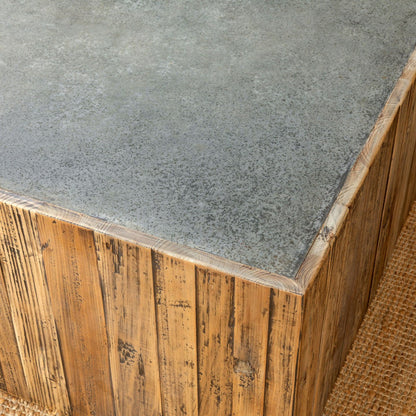 Park Hill Collection Coastal Cottage Aged Zinc Top Platform Coffee Table - EFT06097