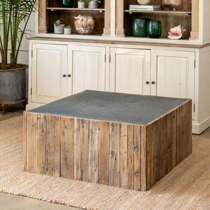 Park Hill Collection Coastal Cottage Aged Zinc Top Platform Coffee Table - EFT06097