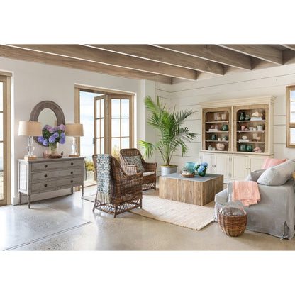 Park Hill Collection Coastal Cottage Aged Zinc Top Platform Coffee Table - EFT06097