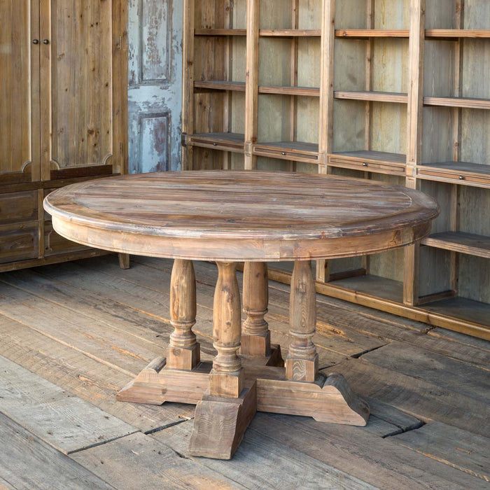 Lovecup Round Old Pine Dining Table L581 - 31039553896546