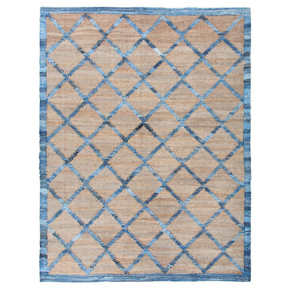 Park Hill Collection Coastal Cottage Hemp and Recycled Denim Windowpane Pattern Rug, 7'9" x 9'9" - EHF06180