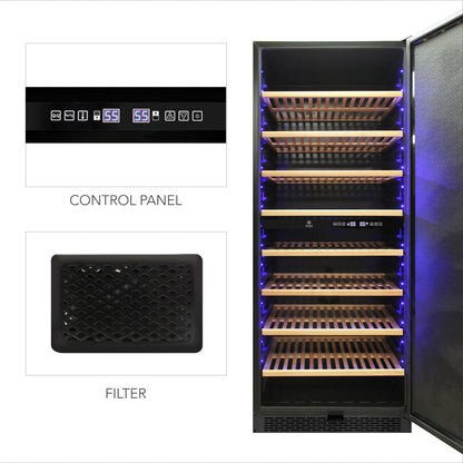 Vinotemp 300-Bottle Garage Wine Cooler with Dual Zone Cooling & Digital Control Panel - EL-300GFEBRR
