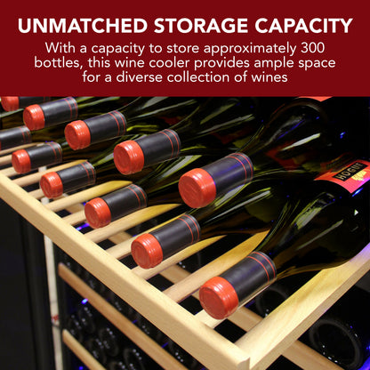Vinotemp 300-Bottle Garage Wine Cooler with Dual Zone Cooling & Digital Control Panel - EL-300GFEBRR