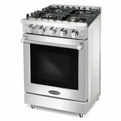 Cosmo 24" Slide-In Freestanding Gas Range with 4 Sealed Burners, Cast Iron Grates, 3.73 cu. ft. Capacity Convection Oven in Stainless Steel - COS-EPGR244