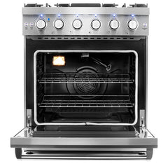 Cosmo 30" Slide-In Freestanding Gas Range with 5 Sealed Burners, Cast Iron Grates, 4.5 cu. ft. Capacity Convection Oven in Stainless Steel - COS-EPGR304