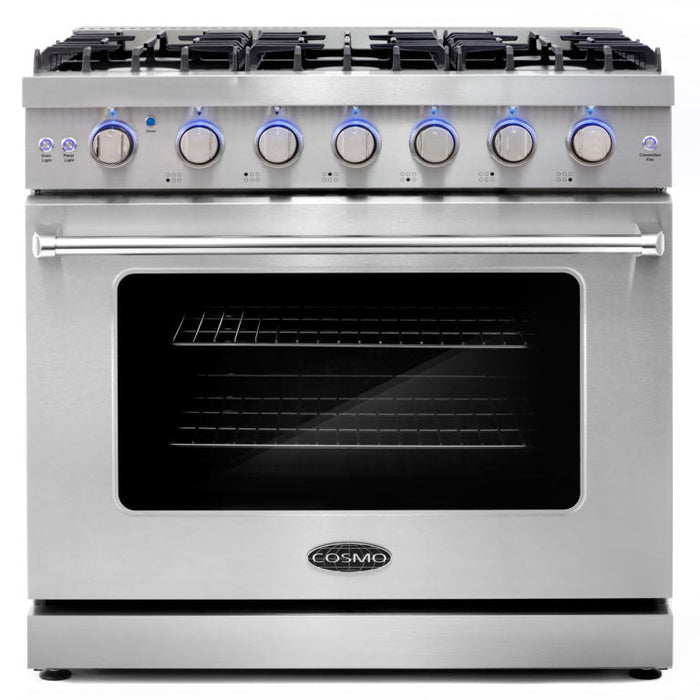 Cosmo 36" Commercial Gas Range with 6.0 cu. ft. Convection Oven in Stainless Steel with Storage Drawer - COS-EPGR366