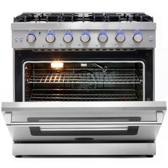 Cosmo 36" Commercial Gas Range with 6.0 cu. ft. Convection Oven in Stainless Steel with Storage Drawer - COS-EPGR366