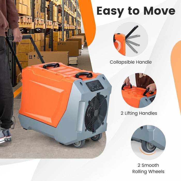 Costway Commercial Dehumidifier 180 Pints 210 CFM Basement/Crawl Space Pump And Drain Hose Orange New - ES10327US-OR