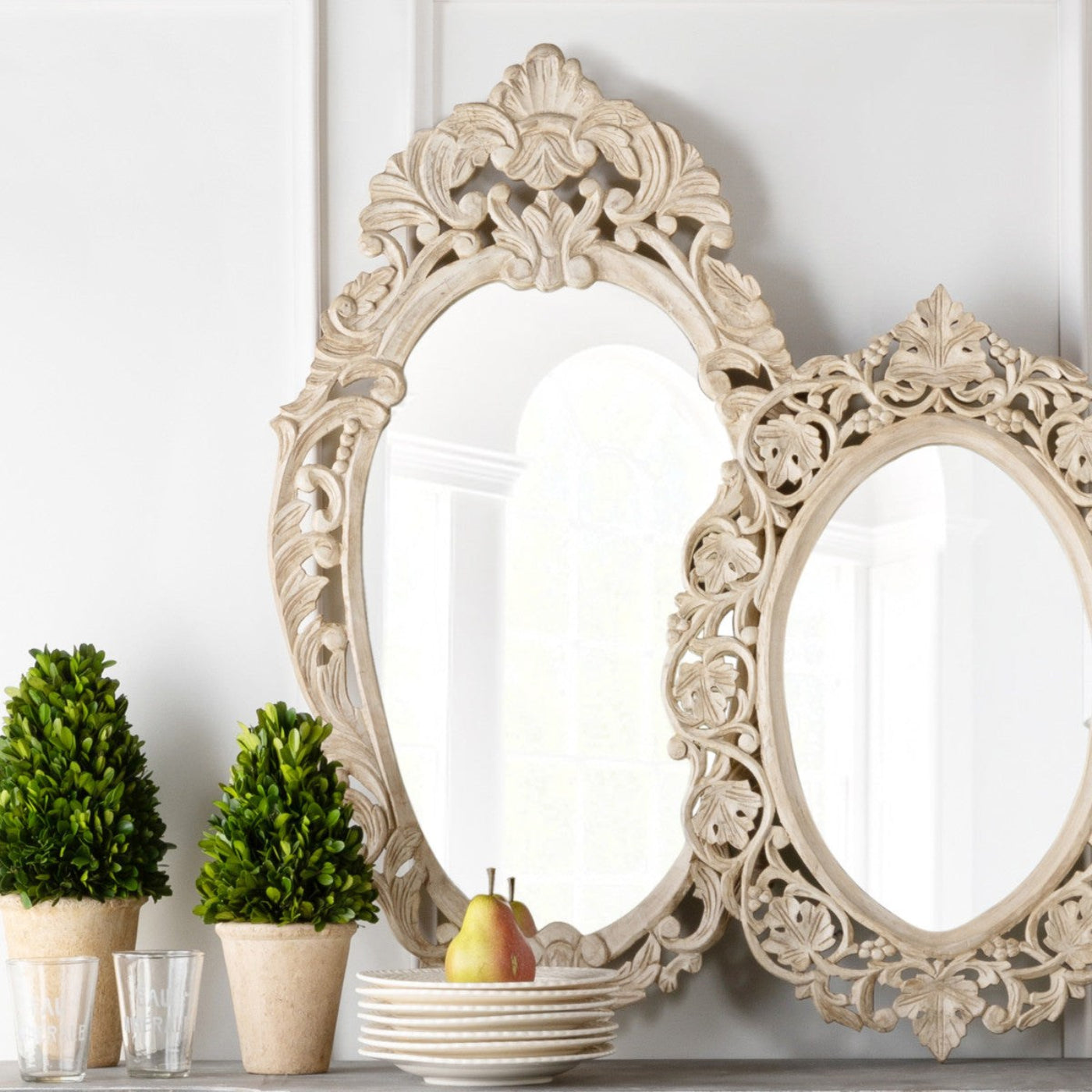 Park Hill Collection Country French Auvergne Hand Carved Wood Mirror - EWI26056